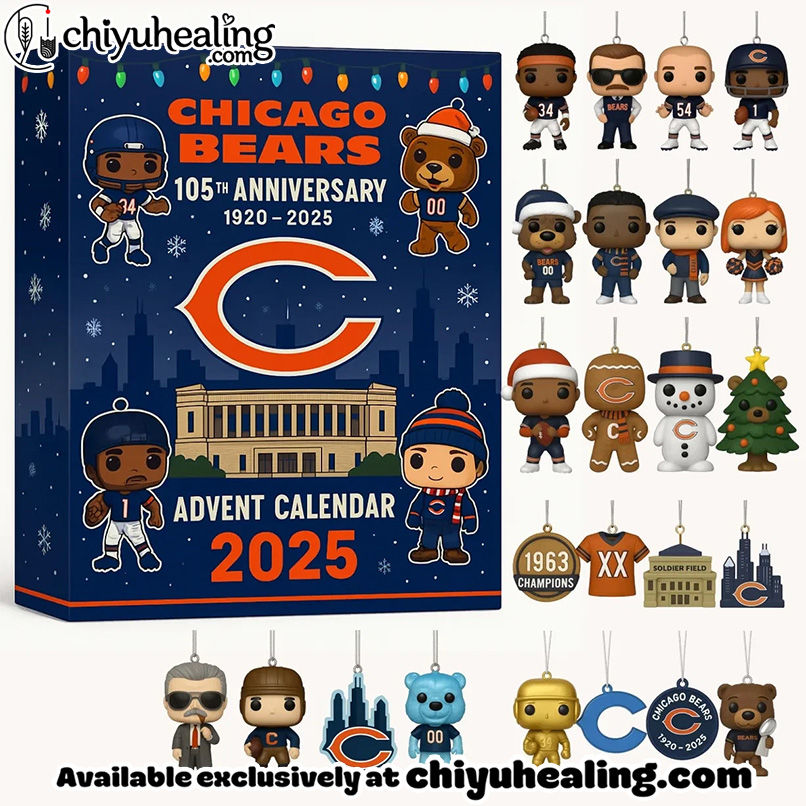 Chicago Bears Advent Calendar 2025 105TH ANNIVERSARY Christmas Gift, Christmas Idea, Christmas Countdown Advent Calendar Gift Box with 24 Acrylic Ornaments