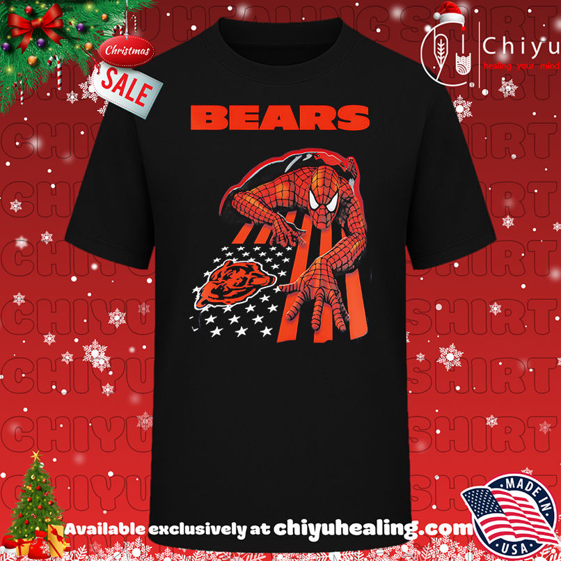 Chicago Bears & Spiderman America Flag Shirt, Hoodie, Sweatshirt, Poster Canvas, Mug, Ornaments