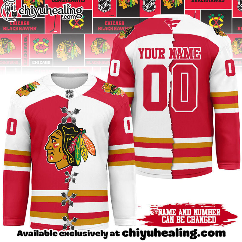 Chicago Blackhawks - Premium NHL Personalized Split Color Hockey Jersey
