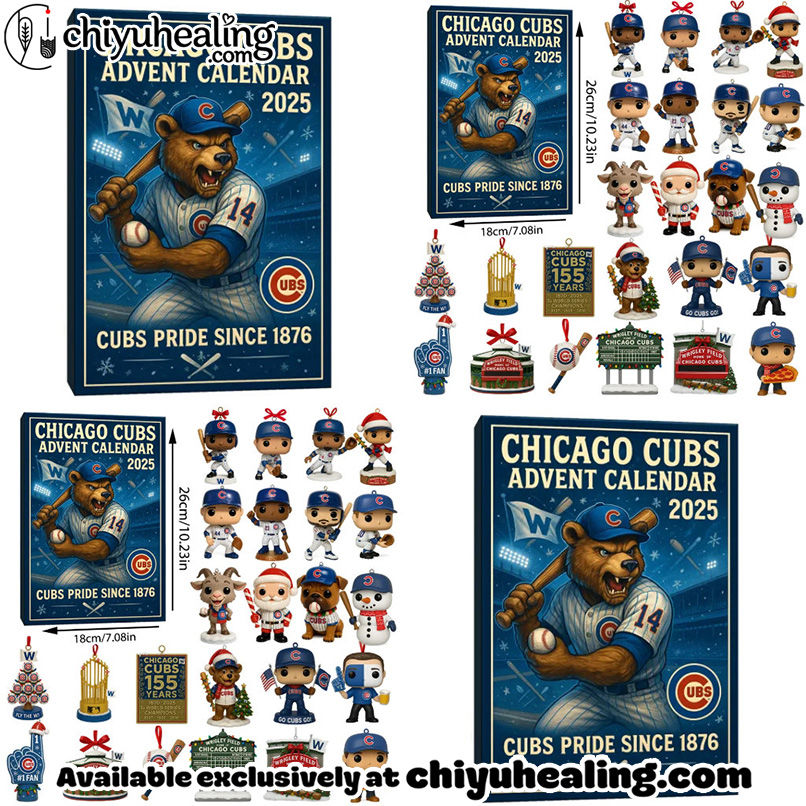 Chicago Cubs Advent Calendar 2025 149TH ANNIVERSARY Christmas Gift, Christmas Idea, Christmas Countdown Advent Calendar Gift Box with 24 Acrylic Ornaments