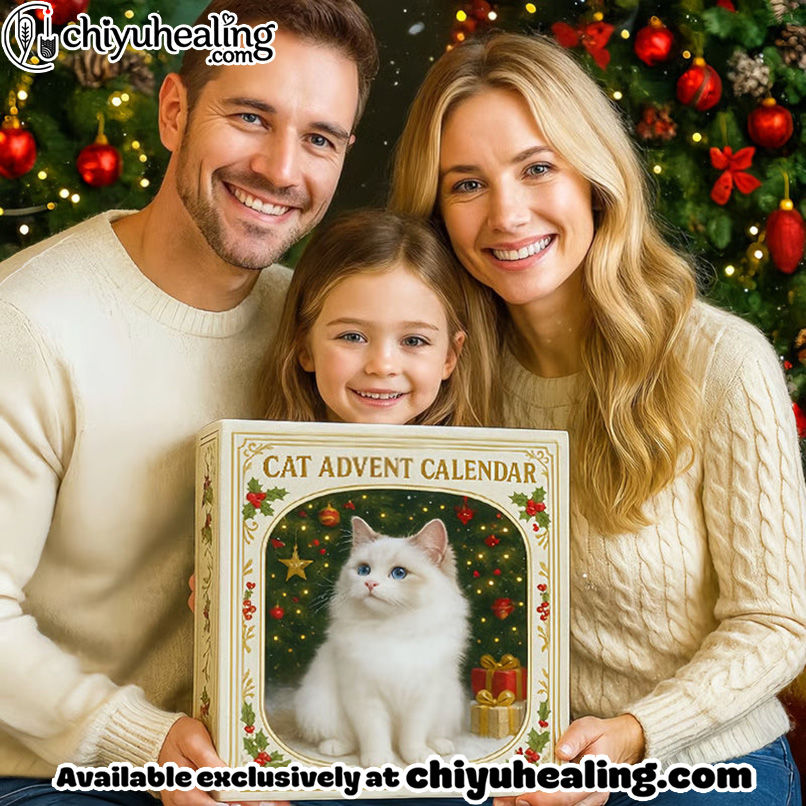 Christmas Cat Advent Calendar, Christmas Countdown Advent Calendar Gift Box with 24 Acrylic Ornaments