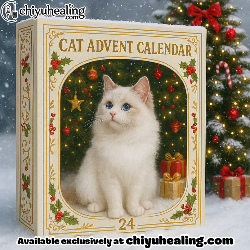 Christmas Cat Advent Calendar, Christmas Countdown Advent Calendar Gift Box with 24 Acrylic Ornaments