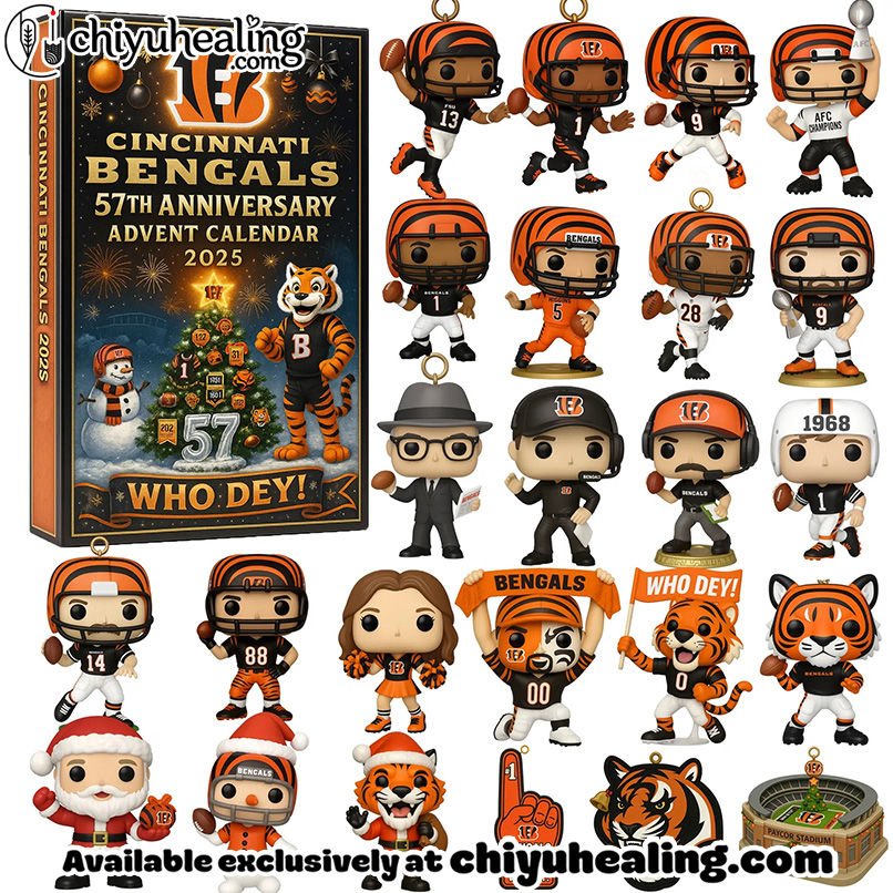 Cincinnati Bengals Advent Calendar 2025, Christmas Countdown Advent Calendar Gift Box with 24 Acrylic Ornaments