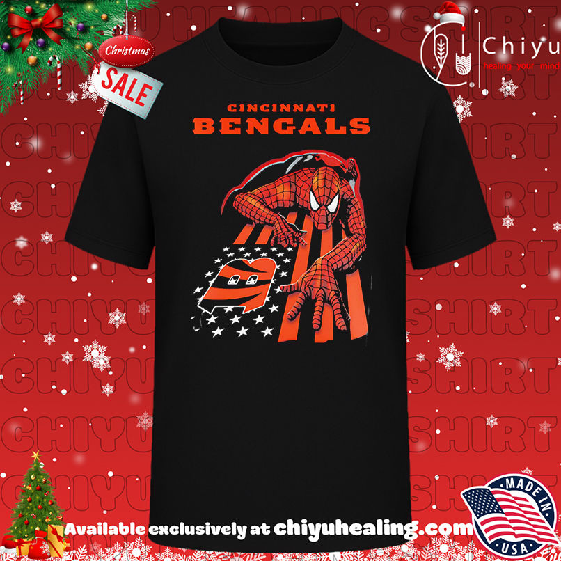 Cincinnati Bengals & Spiderman America Flag Shirt, Hoodie, Sweatshirt, Poster Canvas, Mug, Ornaments