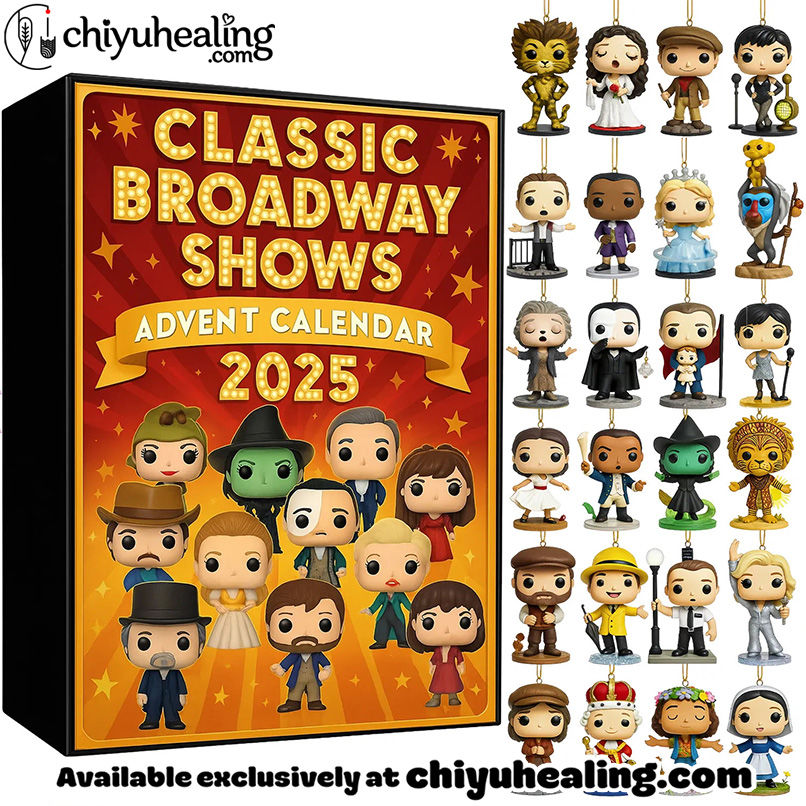Classic Broadway Shows Advent Calendar 2025, Christmas Countdown Advent Calendar Gift Box with 24 Acrylic Ornaments
