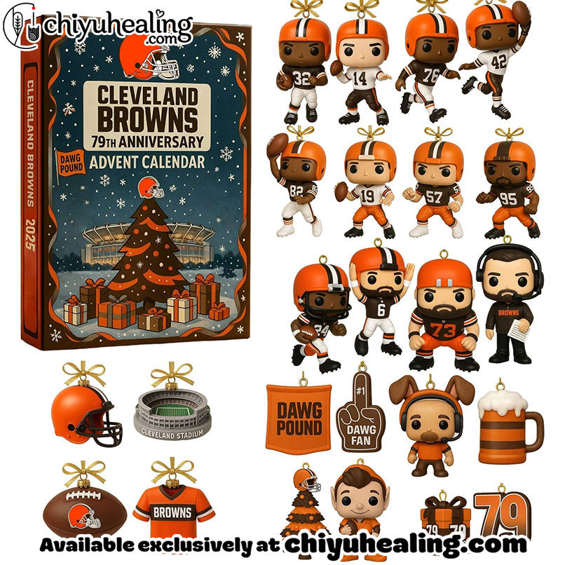 Cleveland Browns 79th Anniversary Advent Calendar 2025 Christmas Gift, Christmas Idea, Christmas Countdown Advent Calendar Gift Box with 24 Acrylic Ornaments
