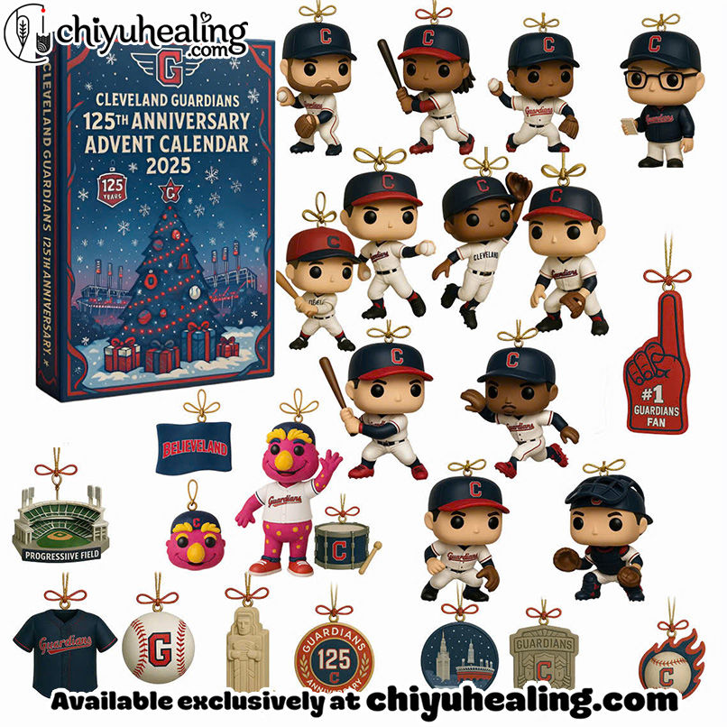 Cleveland Guardians Advent Calendar 2025 125TH ANNIVERSARY Christmas Gift, Christmas Idea, Christmas Countdown Advent Calendar Gift Box with 24 Acrylic Ornaments