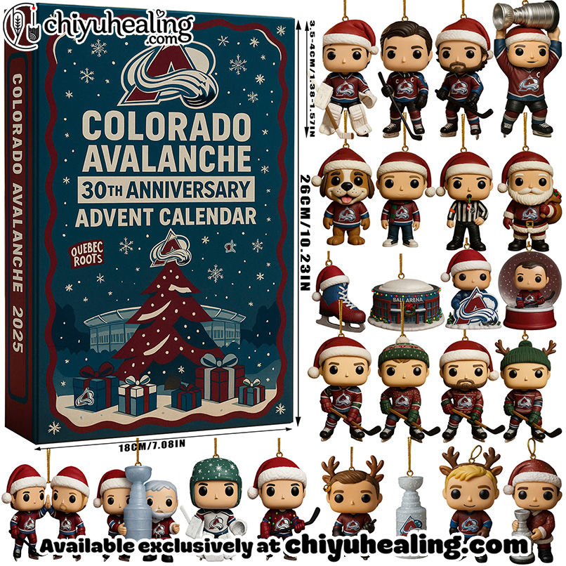 Colorado Avalanche Advent Calendar, Christmas Countdown Advent Calendar Gift Box with 24 Acrylic Ornaments