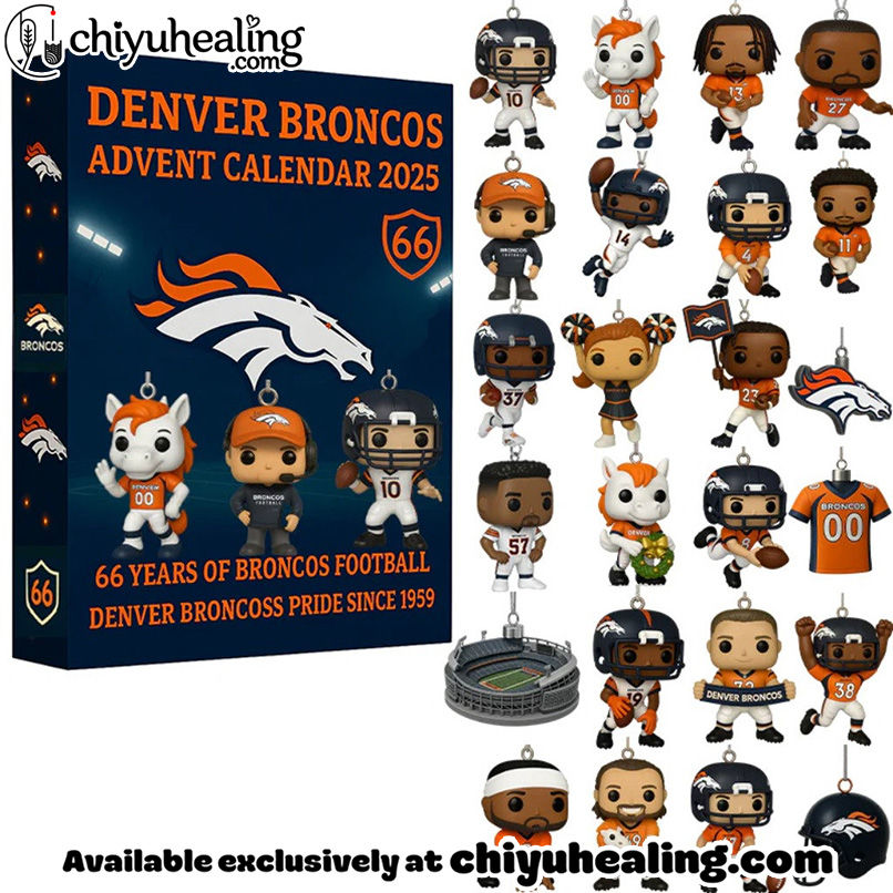 Denver Broncos Advent Calendar 2025 - 66th Anniversary Limited Edition Christmas Gift, Christmas Idea, Christmas Countdown Advent Calendar Gift Box with 24 Acrylic Ornaments