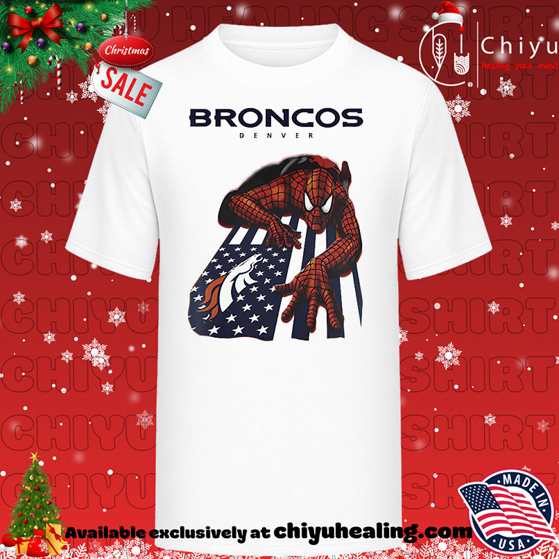 Denver Broncos & Spiderman America Flag Shirt, Hoodie, Sweatshirt, Poster Canvas, Mug, Ornaments