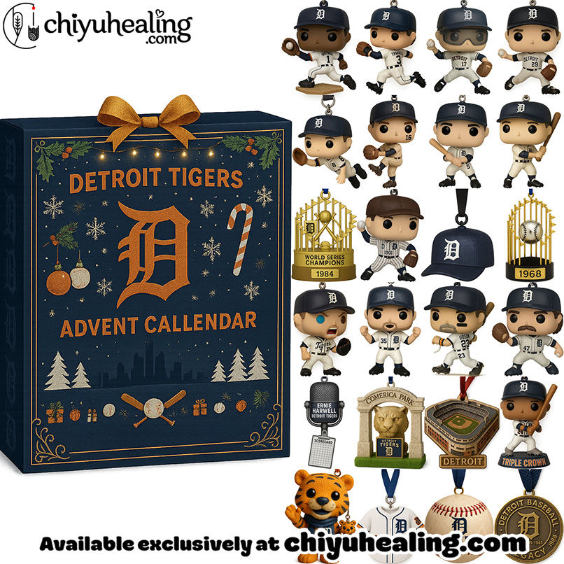 Detroit Tigers Advent Calendar, Christmas Countdown Advent Calendar Gift Box with 24 Acrylic Ornaments