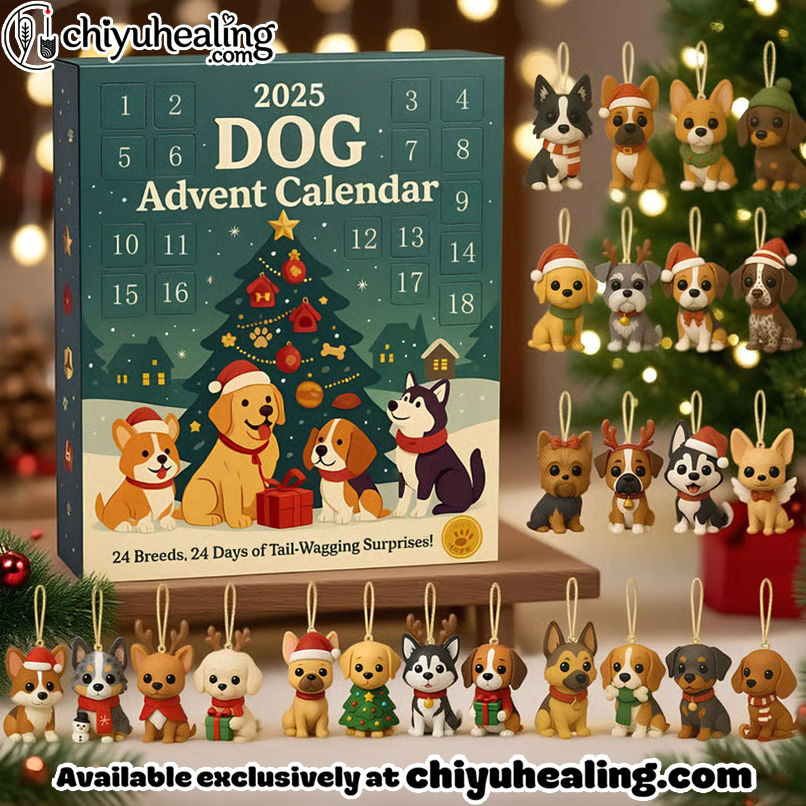 Dog Advent Calendar 2025, Christmas Countdown Advent Calendar Gift Box with 24 Acrylic Ornaments