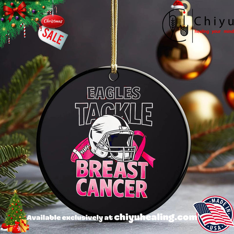 Eagles tackle Breast Cancer shirt, Hoodie, Sweatshirt, Poster Canvas, Mug, Ornaments
