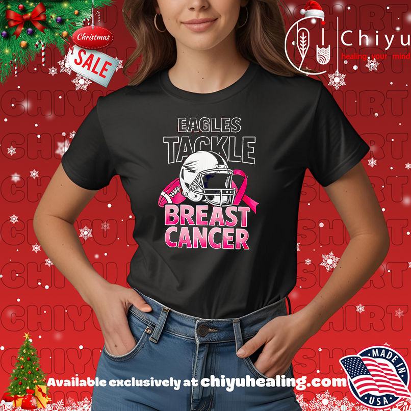 Eagles tackle Breast Cancer shirt, Hoodie, Sweatshirt, Poster Canvas, Mug, Ornaments
