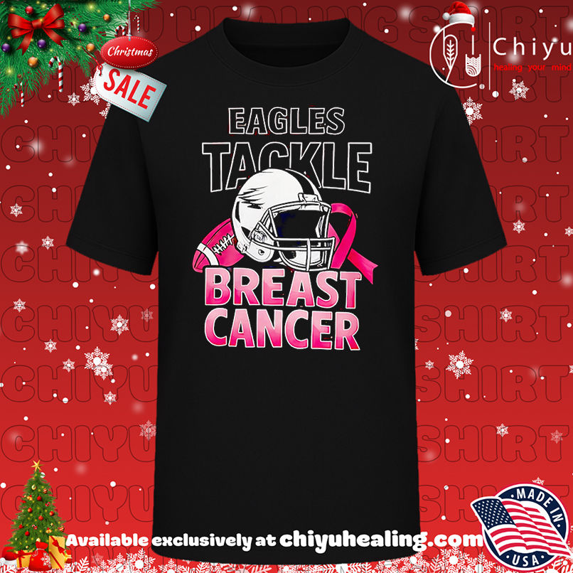 Eagles tackle Breast Cancer shirt, Hoodie, Sweatshirt, Poster Canvas, Mug, Ornaments