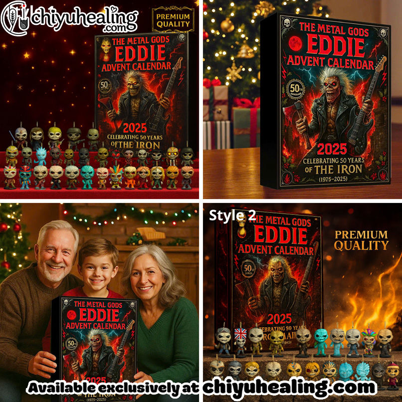 Eddie Iron Maiden Advent Calendar 2025, Christmas Countdown Advent Calendar Gift Box with 24 Acrylic Ornaments