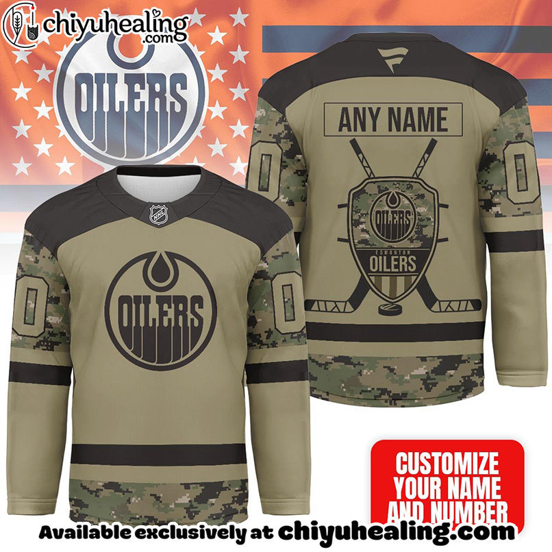 Edmonton Oilers - Premium NHL Camo Army Hockey Jersey