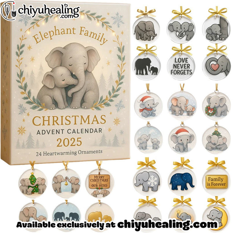 Elephant Family Christmas Advent Calendar 2025, Christmas Countdown Advent Calendar Gift Box with 24 Acrylic Ornaments Elephant Family Christmas Advent Calendar 2025, Christmas Countdown Advent Calendar Gift Box with 24 Acrylic Ornaments