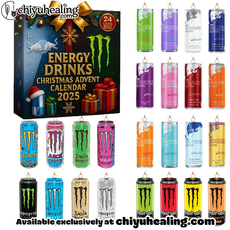 Energy Drink Can Advent Calendar 2025, Christmas Countdown Advent Calendar Gift Box with 24 Acrylic Ornaments