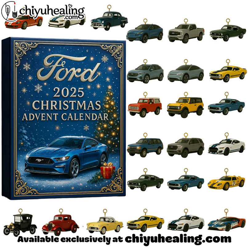 Ford Advent Calendar 2025, Christmas Countdown Advent Calendar Gift Box with 24 Acrylic Ornaments