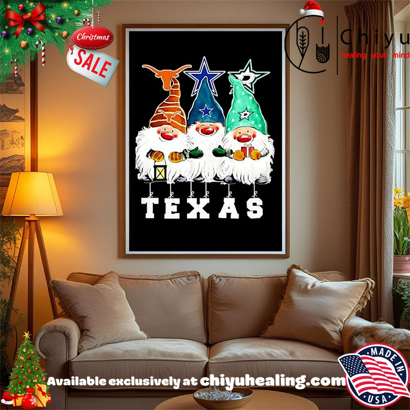 Gnomies Texas Longhorns Dallas Cowboys And Dallas Stars Merry Christmas T-shirt Gnomies Texas Longhorns Dallas Cowboys And Dallas Stars Merry Christmas T-shirt