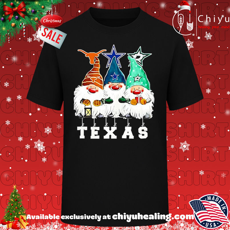 Gnomies Texas Longhorns Dallas Cowboys And Dallas Stars Merry Christmas T-shirt, Hoodie, Sweatshirt, Poster Canvas, Mug, Ornaments