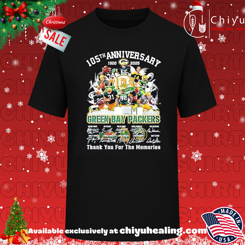Green Bay Packers 105th Anniversary 1920-2025 Thank You For The Memories Skyline Signatures shirt, Hoodie, Sweatshirt, Poster Canvas, Mug, Ornaments