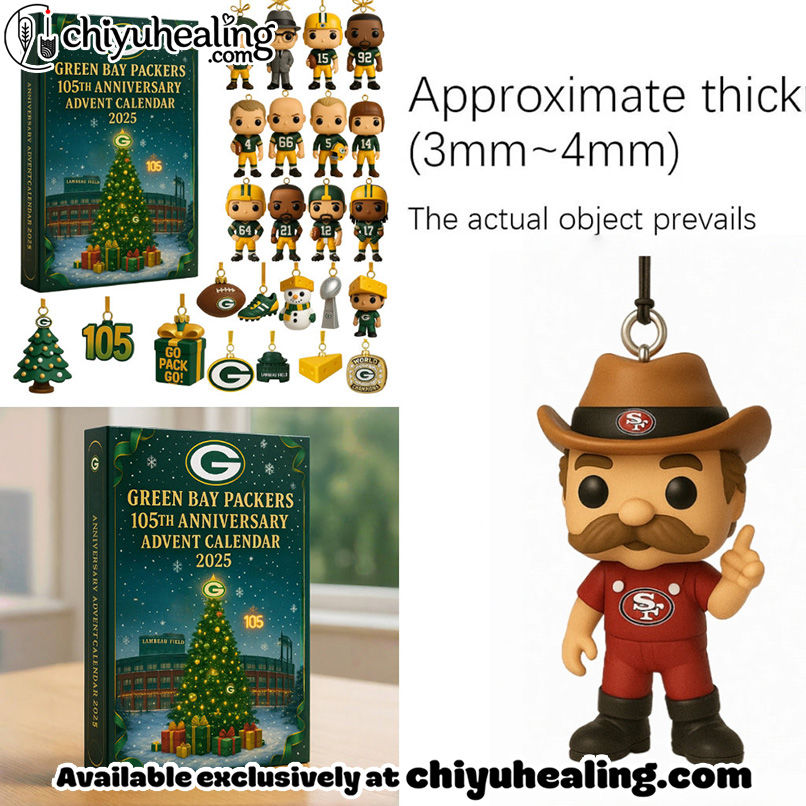 Green Bay Packers Advent Calendar 2025 - 105th Anniversary Edition, Christmas Countdown Advent Calendar Gift Box with 24 Acrylic Ornaments