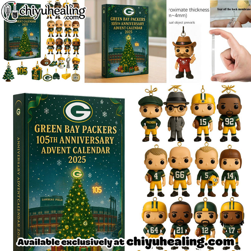 Green Bay Packers Advent Calendar 2025 - 105th Anniversary Edition, Christmas Countdown Advent Calendar Gift Box with 24 Acrylic Ornaments