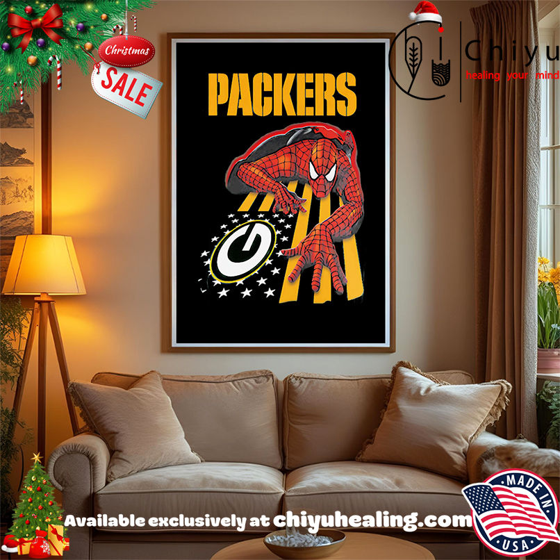 Green Bay Packers & Spiderman America Flag Shirt Green Bay Packers & Spiderman America Flag Shirt