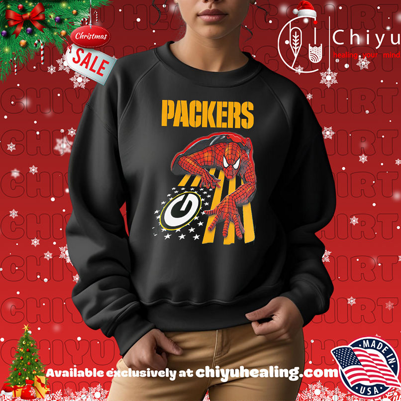 Green Bay Packers & Spiderman America Flag Shirt Green Bay Packers & Spiderman America Flag Shirt