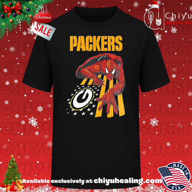 Green Bay Packers & Spiderman America Flag Shirt, Hoodie, Sweatshirt, Poster Canvas, Mug, Ornaments