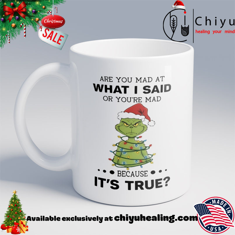 Grinch Christmas Are You Mad At What I Said Or You're Mad Because It's True shirt, Hoodie, Sweatshirt, Poster Canvas, Mug, Ornaments