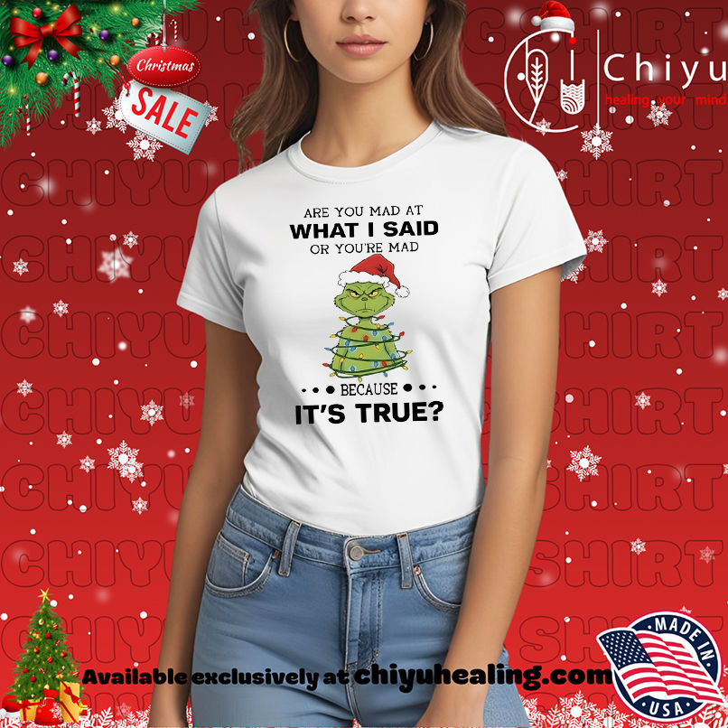 Grinch Christmas Are You Mad At What I Said Or You're Mad Because It's True shirt, Hoodie, Sweatshirt, Poster Canvas, Mug, Ornaments