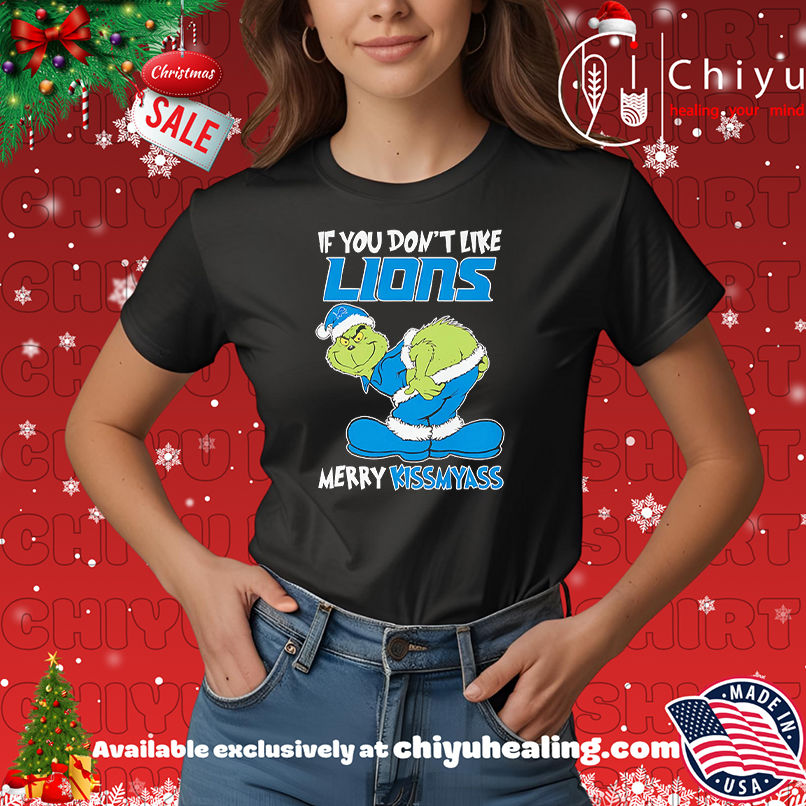 Grinch if you don't like Detroit Lions Merry Kissmyass shirt, Hoodie, Sweatshirt, Poster Canvas, Mug, Ornaments