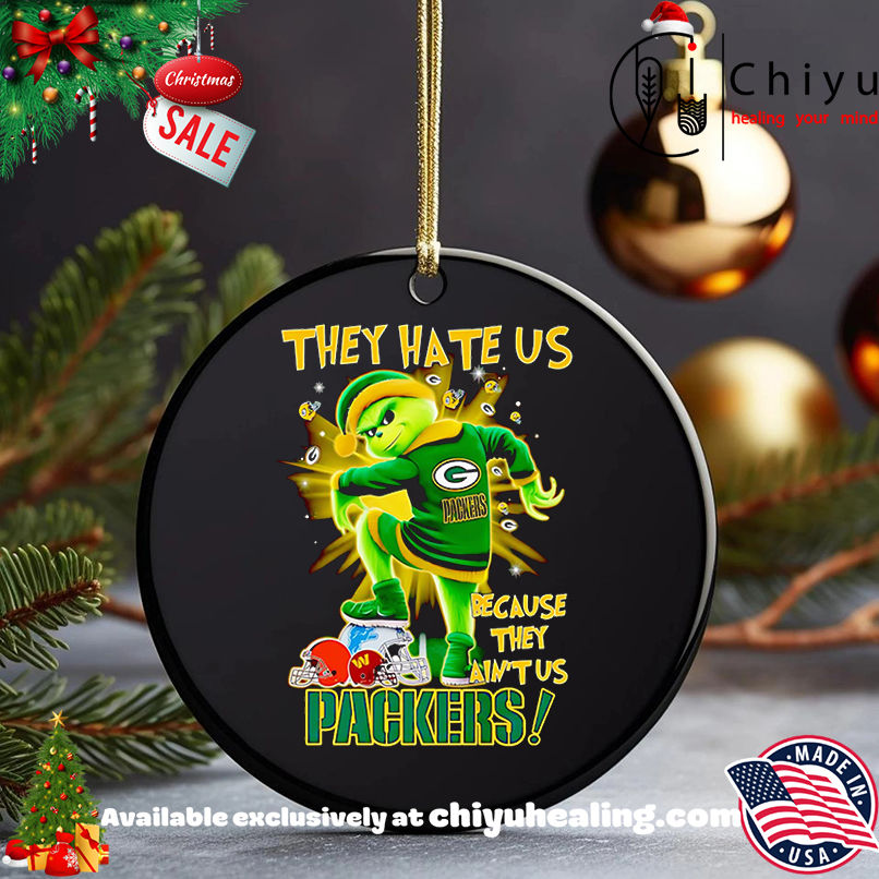 Grinch they hate us because they ain't us Green Bay Packers shirt, Hoodie, Sweatshirt, Poster Canvas, Mug, Ornaments