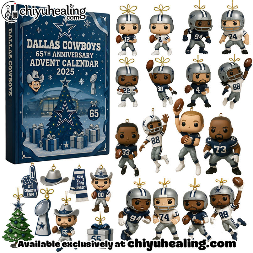 HOT Dallas Cowboys Advent Calendar 2025 65TH ANNIVERSARY Christmas Gift, Christmas Idea, Christmas Countdown Advent Calendar Gift Box with 24 Acrylic Ornaments