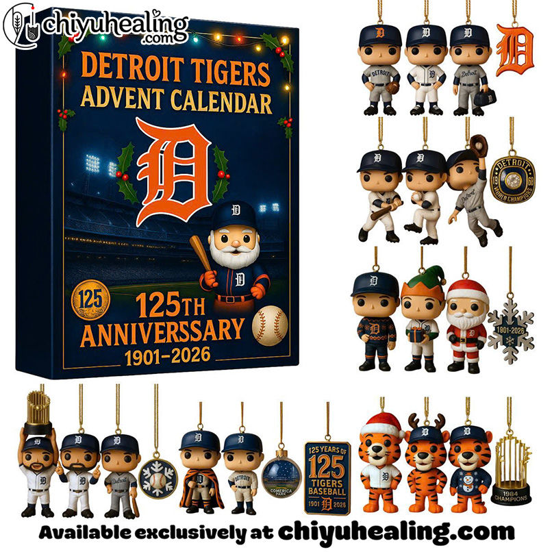 HOT Detroit Tigers Advent Calendar 2025 125TH ANNIVERSARY Christmas Gift, Christmas Idea, Christmas Countdown Advent Calendar Gift Box with 24 Acrylic Ornaments