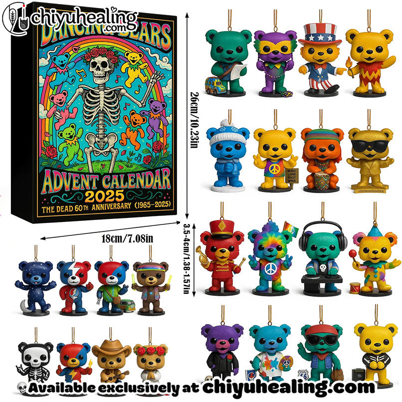 HOT Grateful Dead Advent Calendar 2025, Christmas Countdown Advent Calendar Gift Box with 24 Acrylic Ornaments