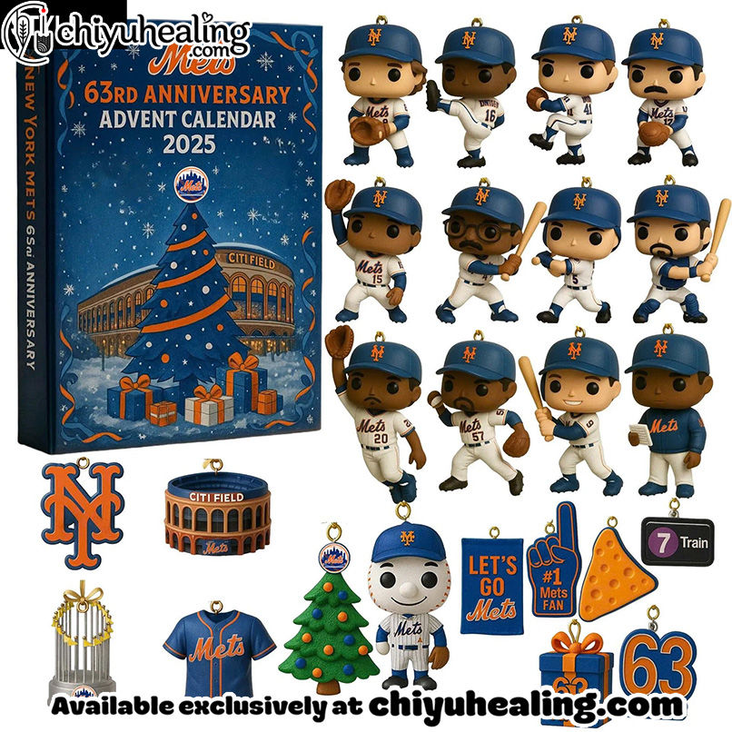 HOT New York Mets Advent Calendar 2025, Christmas Countdown Advent Calendar Gift Box with 24 Acrylic Ornaments