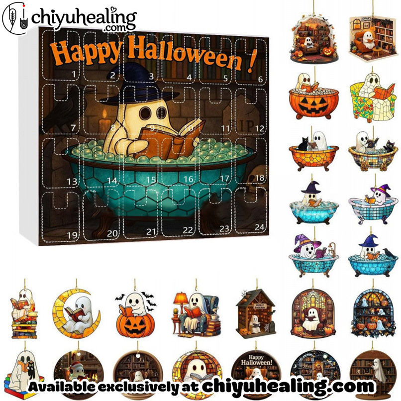 Halloween Advent Calendar with Ghost Ornaments-24 Days of Festive Fun!, Christmas Countdown Advent Calendar Gift Box with 24 Acrylic Ornaments 4 Halloween Advent Calendar with Ghost Ornaments-24 Days of Festive Fun!, Christmas Countdown Advent Calendar Gift Box with 24 Acrylic Ornaments