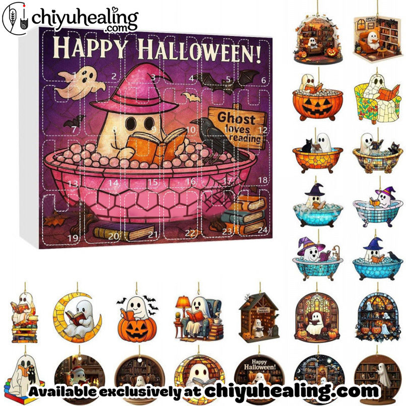 Halloween Advent Calendar with Ghost Ornaments-24 Days of Festive Fun!, Christmas Countdown Advent Calendar Gift Box with 24 Acrylic Ornaments 7 Halloween Advent Calendar with Ghost Ornaments-24 Days of Festive Fun!, Christmas Countdown Advent Calendar Gift Box with 24 Acrylic Ornaments