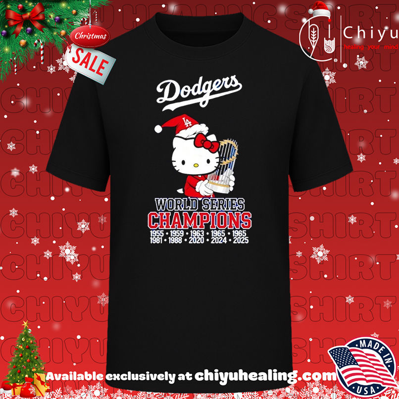 Hello Kitty Los Angeles Dodgers World Series Champions 2025 Christmas T-shirt, Hoodie, Sweatshirt, Poster Canvas, Mug, Ornaments