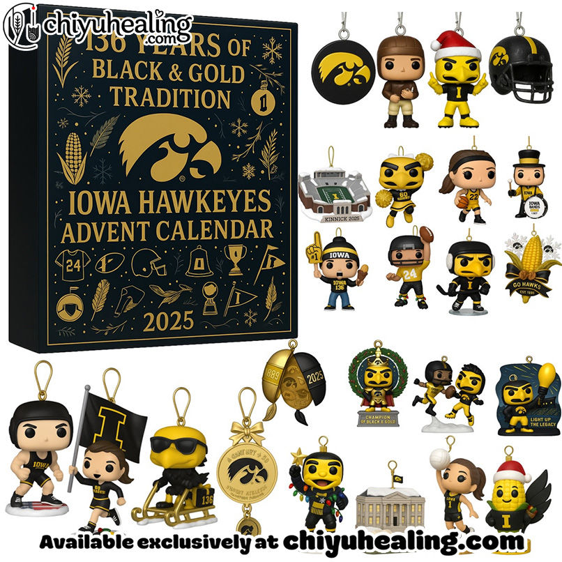 Iowa Hawkeyes Anniversary Advent Calendar, Christmas Countdown Advent Calendar Gift Box with 24 Acrylic Ornaments