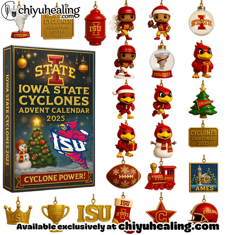 Iowa State Cyclones 2025 Advent Calendar, Christmas Countdown Advent Calendar Gift Box with 24 Acrylic Ornaments Iowa State Cyclones 2025 Advent Calendar, Christmas Countdown Advent Calendar Gift Box with 24 Acrylic Ornaments