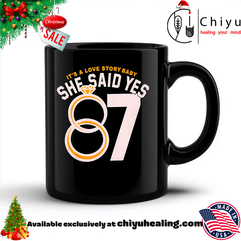 It's a love story baby she said yes 87 diamond ring shirt, Hoodie, Sweatshirt, Poster Canvas, Mug, Ornaments