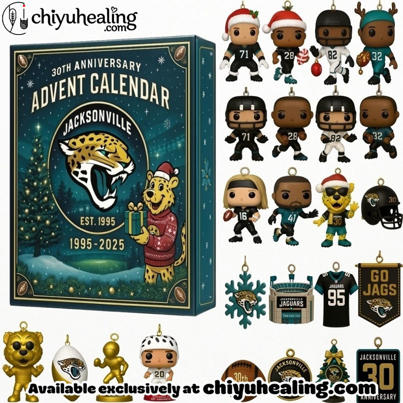 Jacksonville Jaguars Advent Calendar 2025 30TH ANNIVERSARY Christmas Gift, Christmas Idea, Christmas Countdown Advent Calendar Gift Box with 24 Acrylic Ornaments