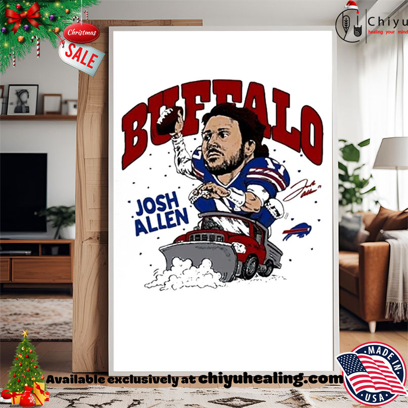 Josh Allen Buffalo Bills football snowplow signature caricature shirt, Hoodie, Sweatshirt, Poster Canvas, Mug, Ornaments