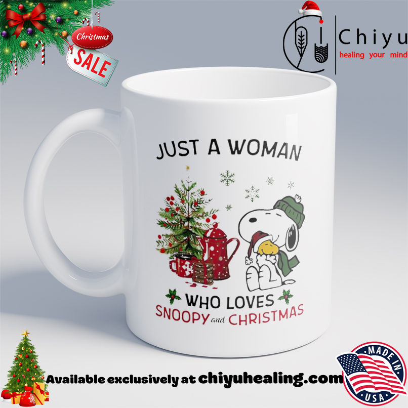 Just A Woman Who Loves Snoopy And Chrismas shirt, Hoodie, Sweatshirt, Poster Canvas, Mug, Ornaments