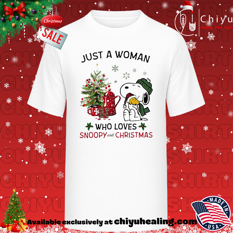Just A Woman Who Loves Snoopy And Chrismas shirt, Hoodie, Sweatshirt, Poster Canvas, Mug, Ornaments